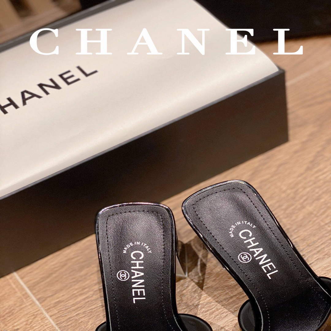 Chanel Women's Sandals Chanel Slippers Lambskin Heel 85mm C90173