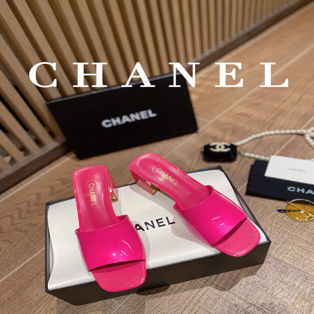Chanel Women's Sandals Chanel Slippers Lambskin Heel 45mm C90177 - 35 - View 2