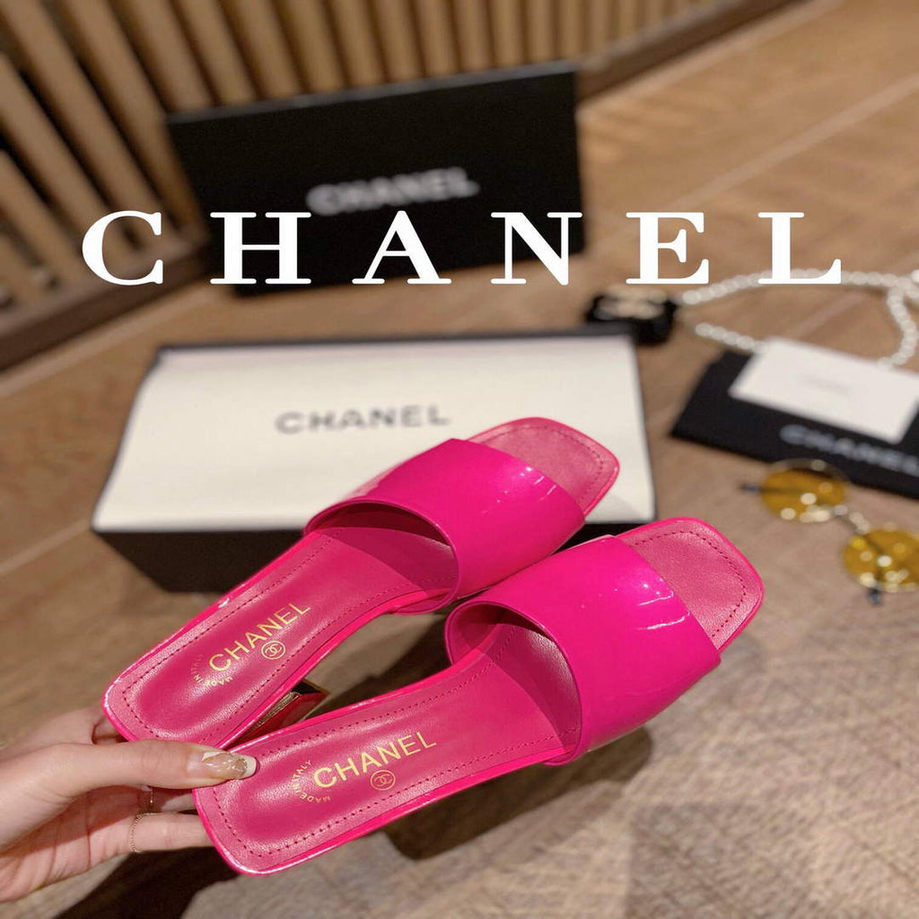 Chanel Women's Sandals Chanel Slippers Lambskin Heel 45mm C90177