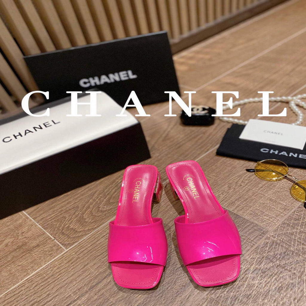 Chanel Women's Sandals Chanel Slippers Lambskin Heel 45mm C90177