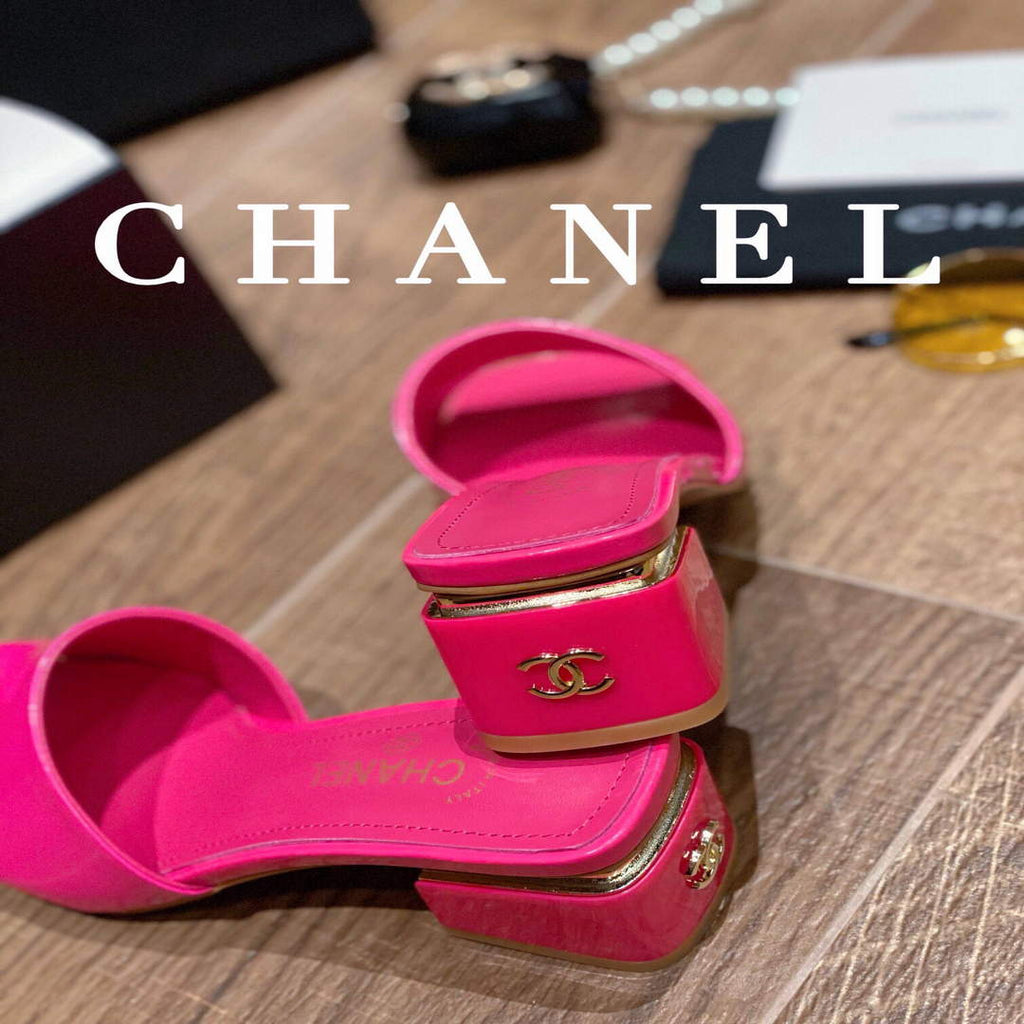 Chanel Women's Sandals Chanel Slippers Lambskin Heel 45mm C90177