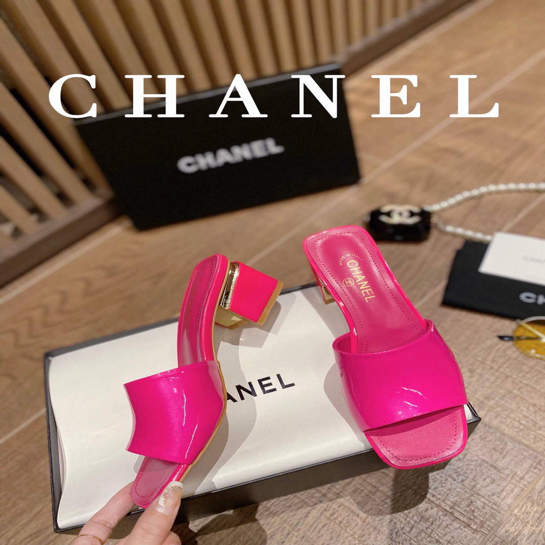 Chanel Women's Sandals Chanel Slippers Lambskin Heel 45mm C90177