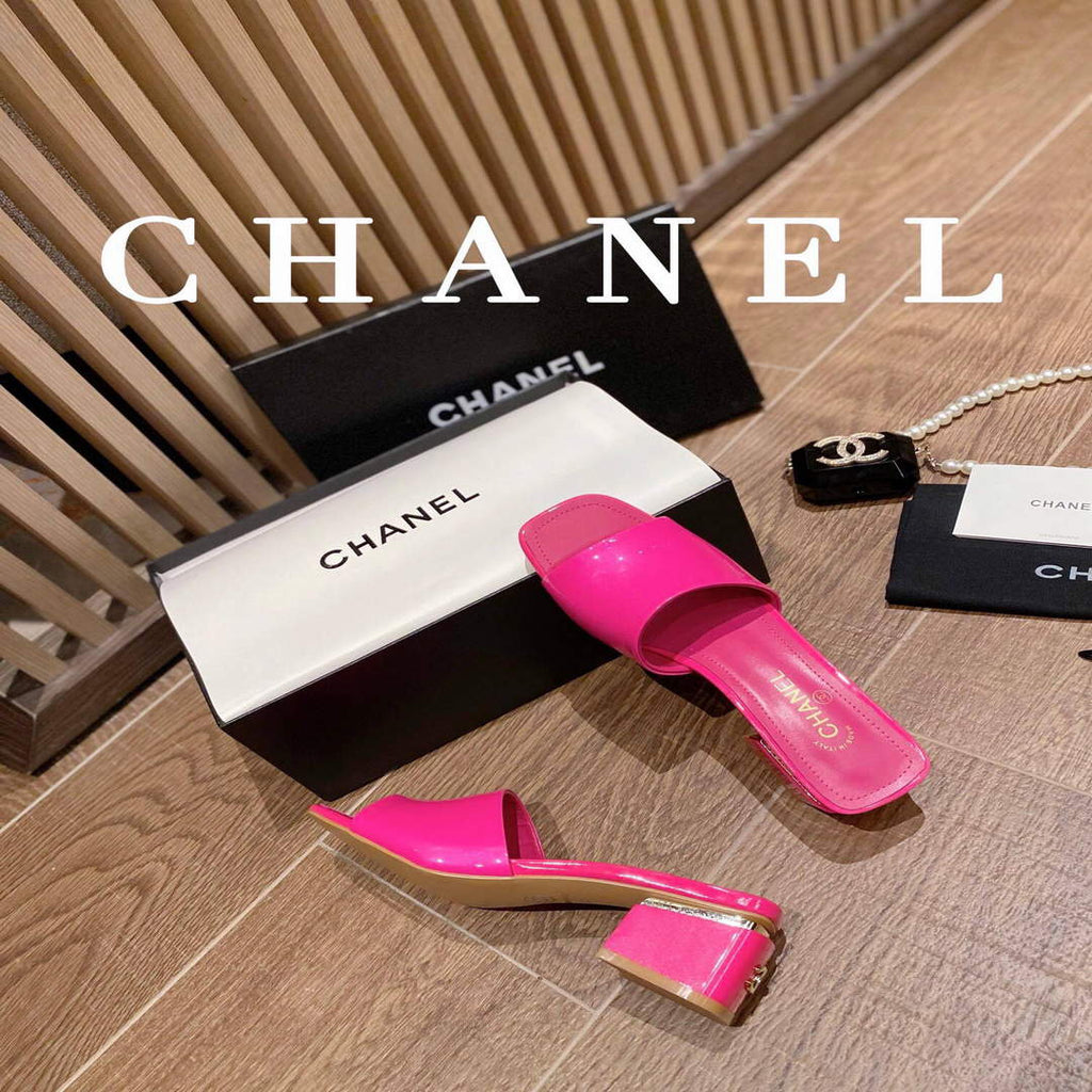 Chanel Women's Sandals Chanel Slippers Lambskin Heel 45mm C90177