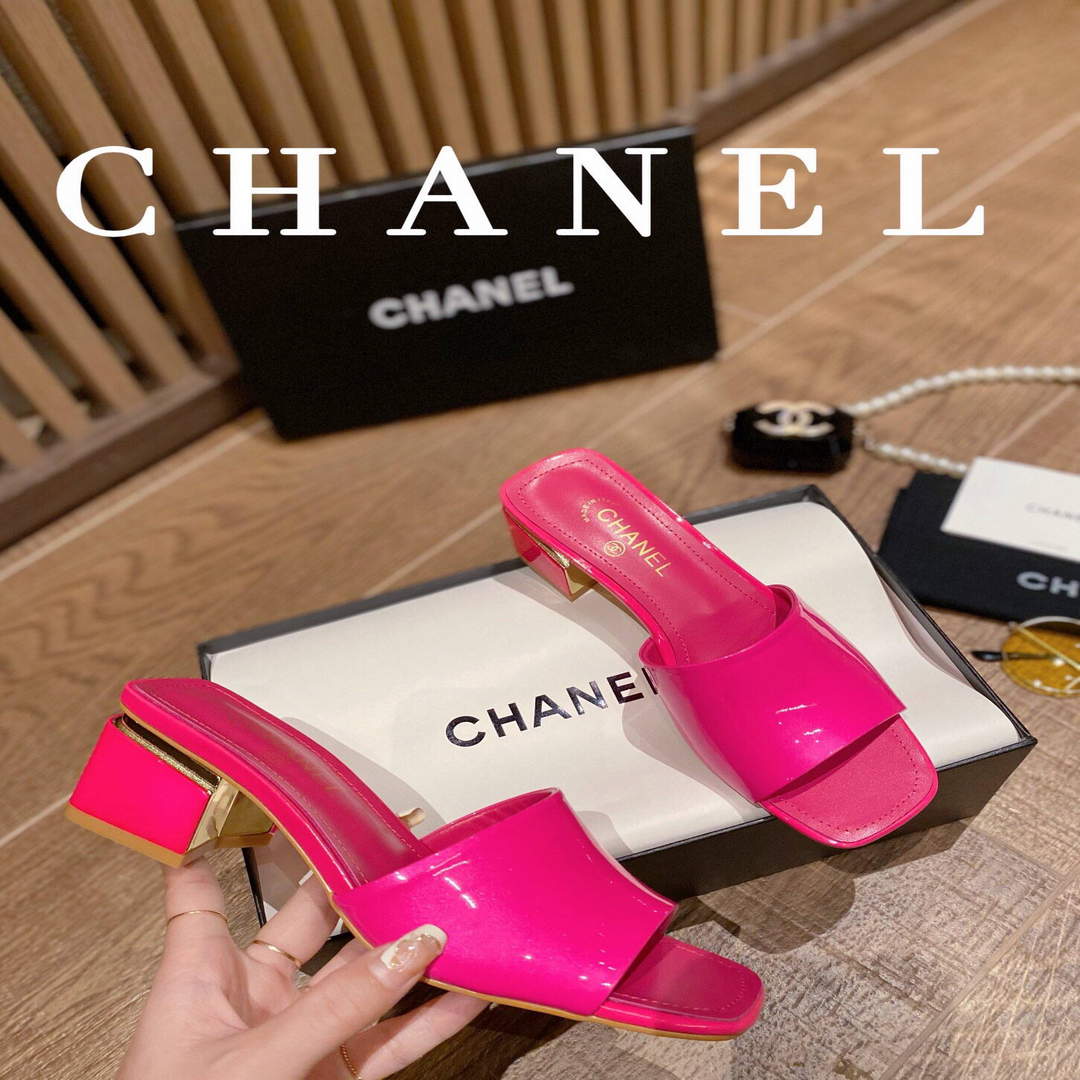 Chanel Women's Sandals Chanel Slippers Lambskin Heel 45mm C90177