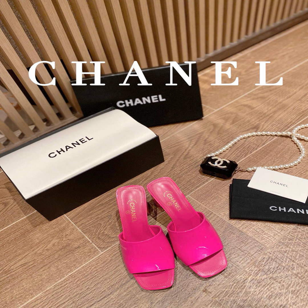 Chanel Women's Sandals Chanel Slippers Lambskin Heel 85mm C90174
