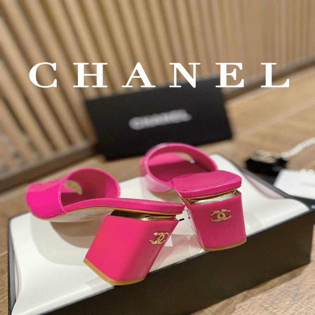 Chanel Women's Sandals Chanel Slippers Lambskin Heel 85mm C90174