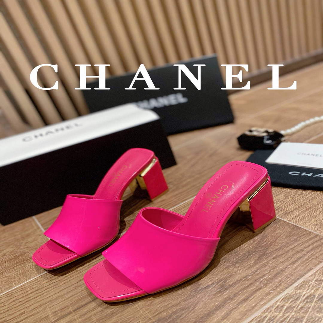 Chanel Women's Sandals Chanel Slippers Lambskin Heel 85mm C90174