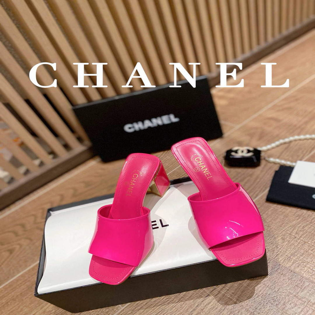 Chanel Women's Sandals Chanel Slippers Lambskin Heel 85mm C90174