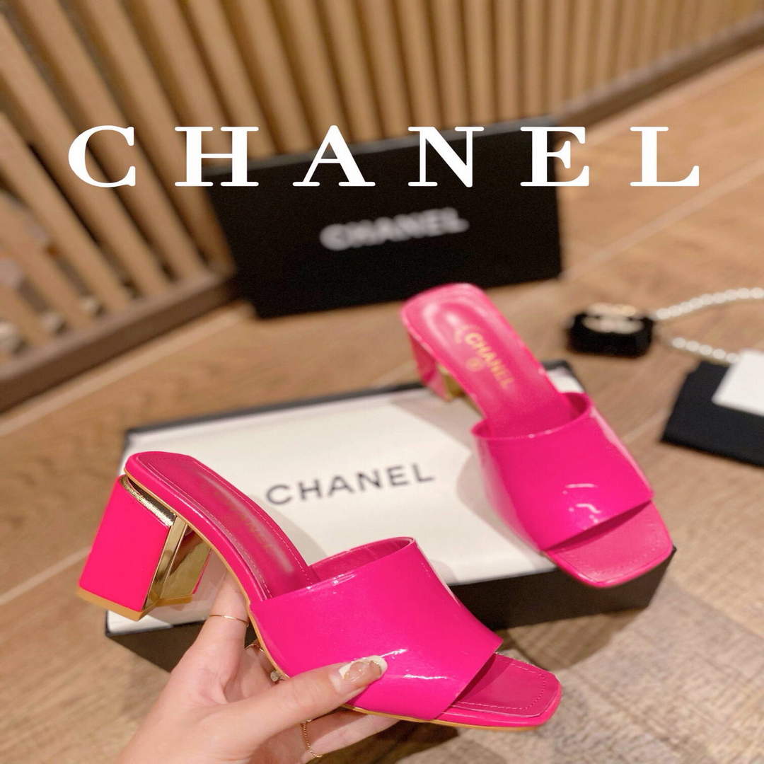 Chanel Women's Sandals Chanel Slippers Lambskin Heel 85mm C90174