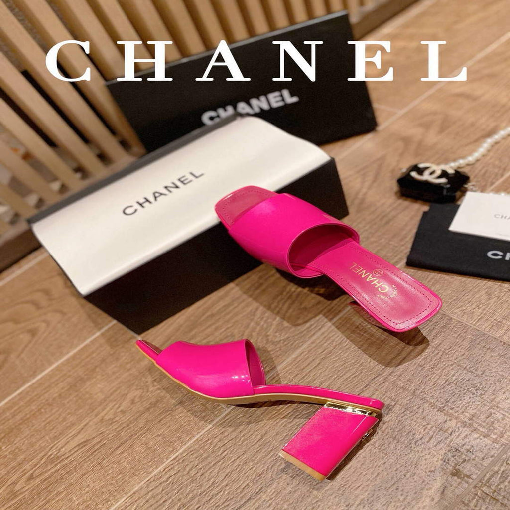 Chanel Women's Sandals Chanel Slippers Lambskin Heel 85mm C90174