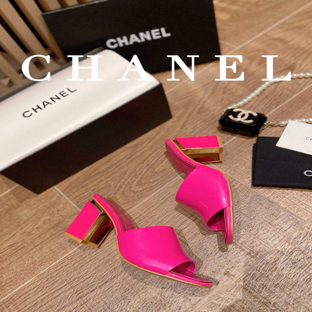 Chanel Women's Sandals Chanel Slippers Lambskin Heel 85mm C90174