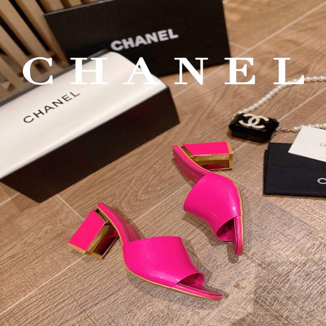 Chanel Women's Sandals Chanel Slippers Lambskin Heel 85mm C90174