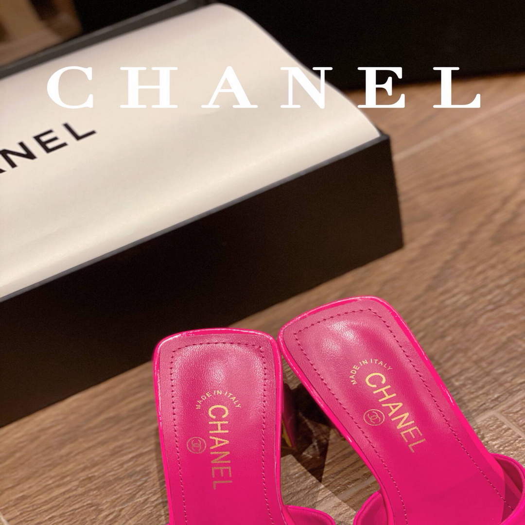 Chanel Women's Sandals Chanel Slippers Lambskin Heel 85mm C90174
