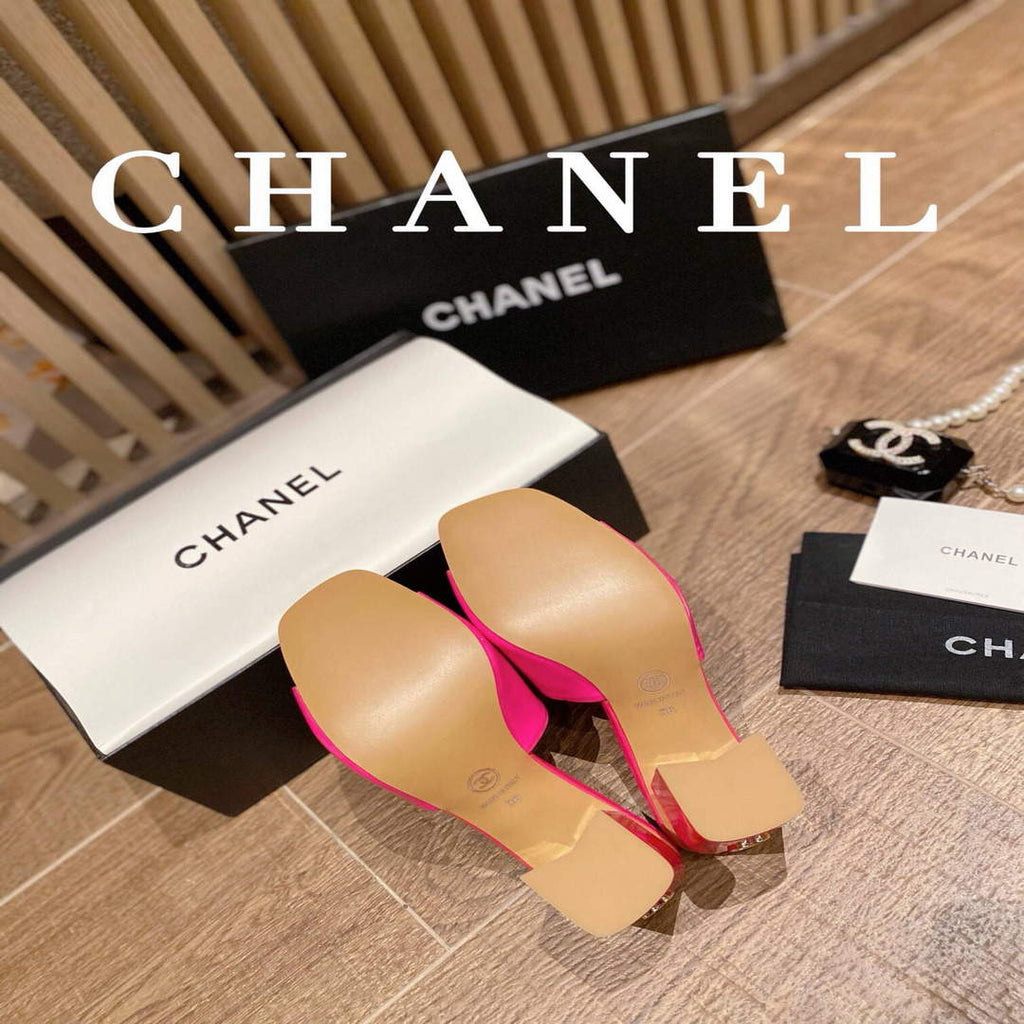 Chanel Women's Sandals Chanel Slippers Lambskin Heel 85mm C90174