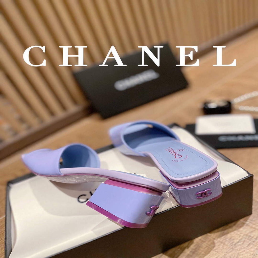Chanel Women's Sandals Chanel Slippers Lambskin Heel 45mm C90176
