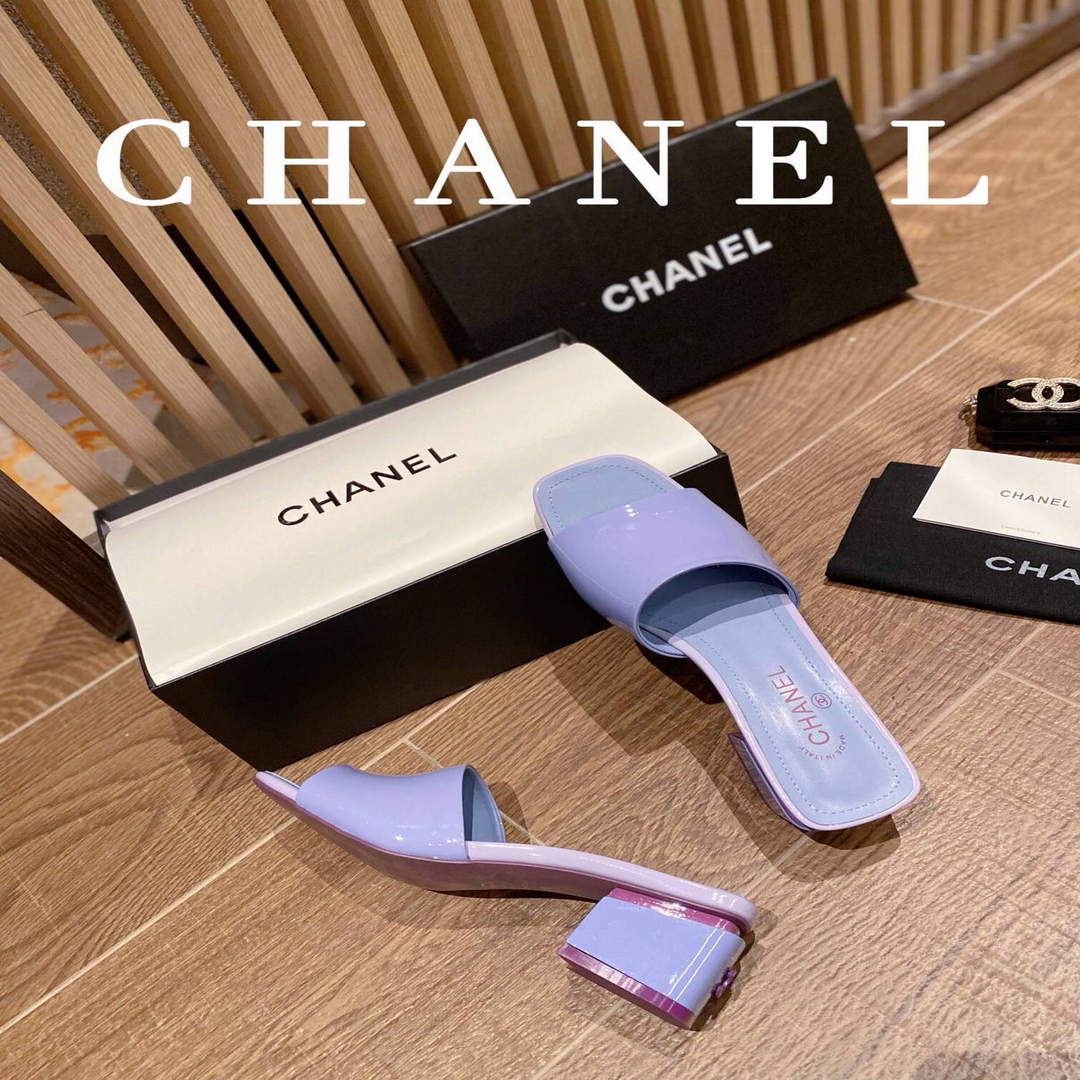 Chanel Women's Sandals Chanel Slippers Lambskin Heel 45mm C90176