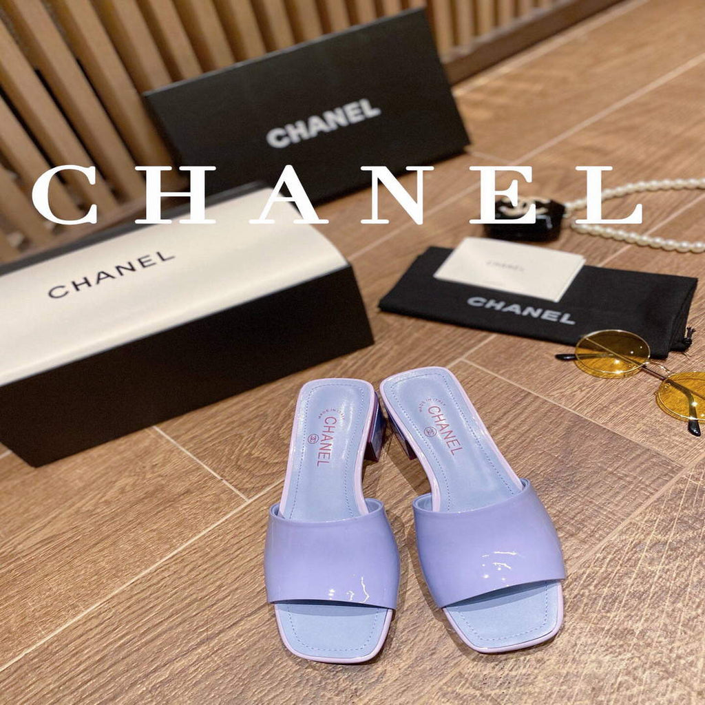 Chanel Women's Sandals Chanel Slippers Lambskin Heel 45mm C90176
