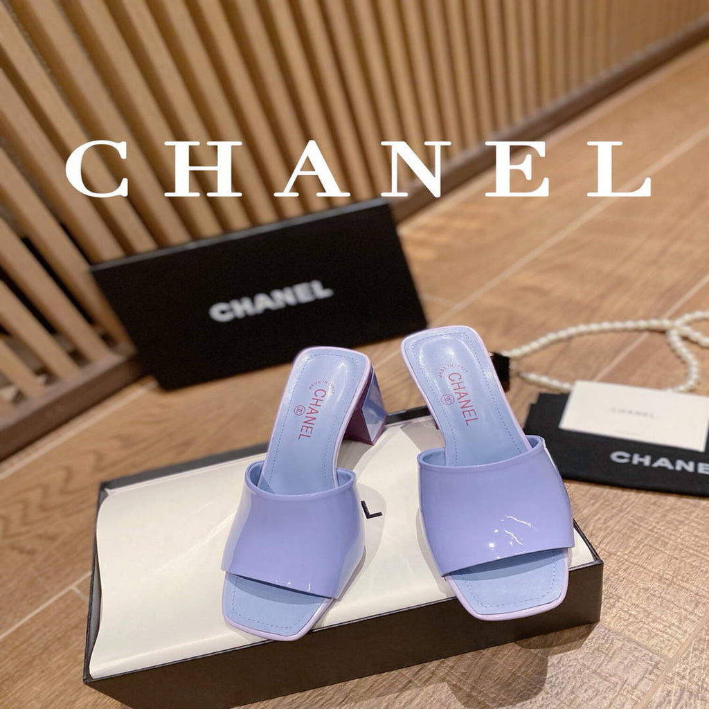 Chanel Women's Sandals Chanel Slippers Lambskin Heel 85mm C90175
