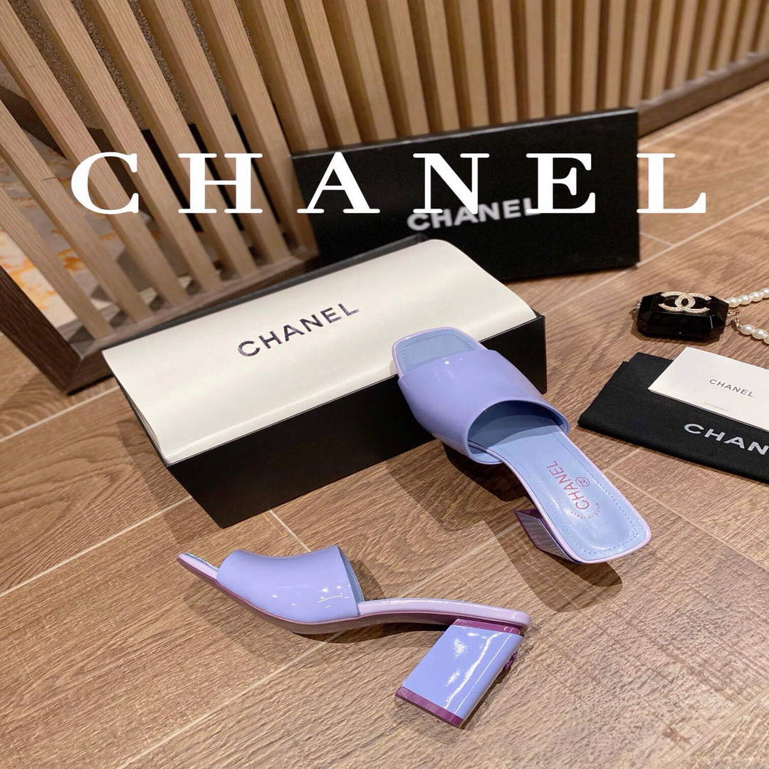 Chanel Women's Sandals Chanel Slippers Lambskin Heel 85mm C90175
