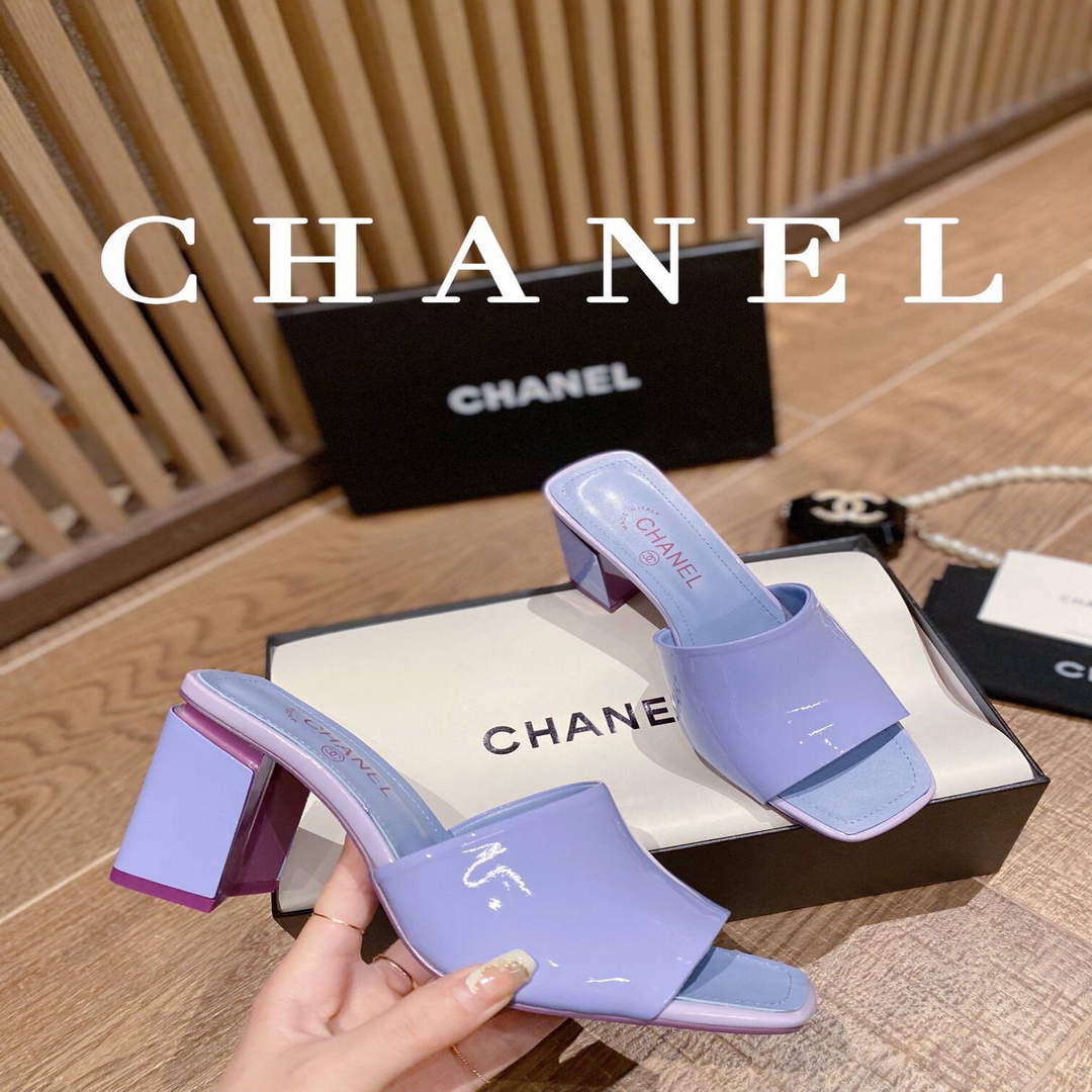 Chanel Women's Sandals Chanel Slippers Lambskin Heel 85mm C90175