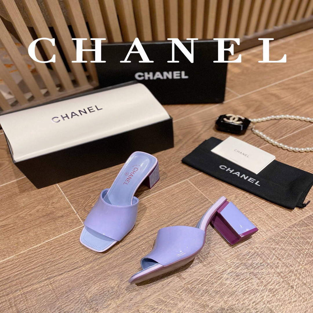 Chanel Women's Sandals Chanel Slippers Lambskin Heel 85mm C90175