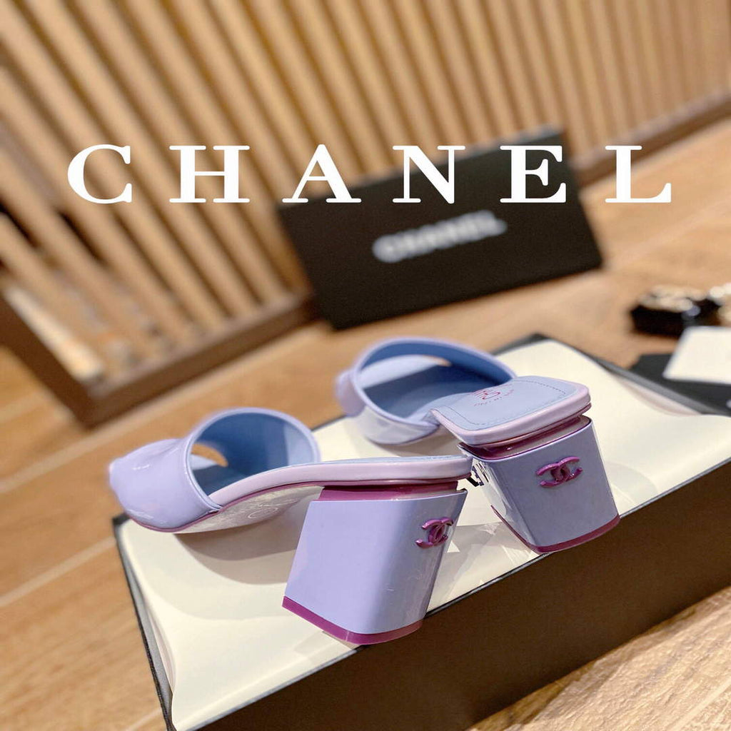 Chanel Women's Sandals Chanel Slippers Lambskin Heel 85mm C90175