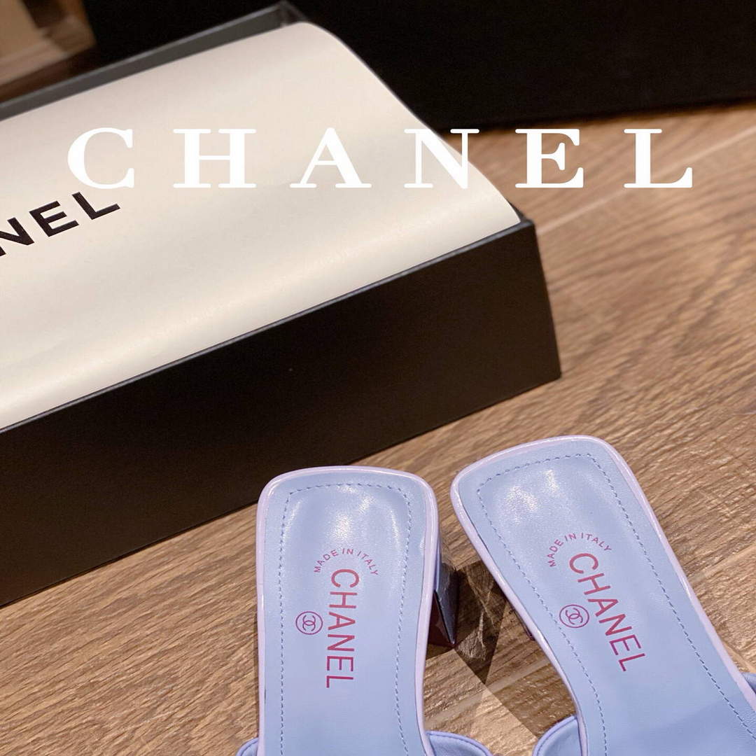 Chanel Women's Sandals Chanel Slippers Lambskin Heel 85mm C90175