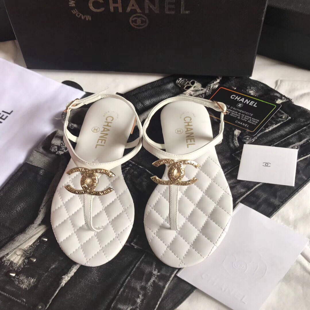 Chanel Women's Sandals Chanel Slippers Lambskin C90182