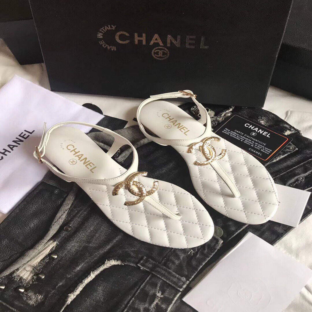 Chanel Women's Sandals Chanel Slippers Lambskin C90182