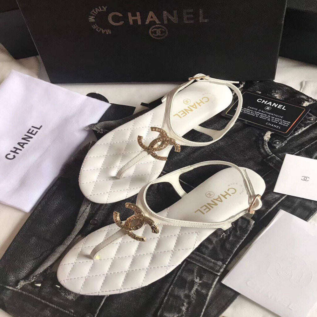 Chanel Women's Sandals Chanel Slippers Lambskin C90182