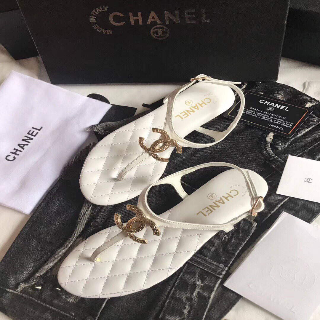 Chanel Women's Sandals Chanel Slippers Lambskin C90182
