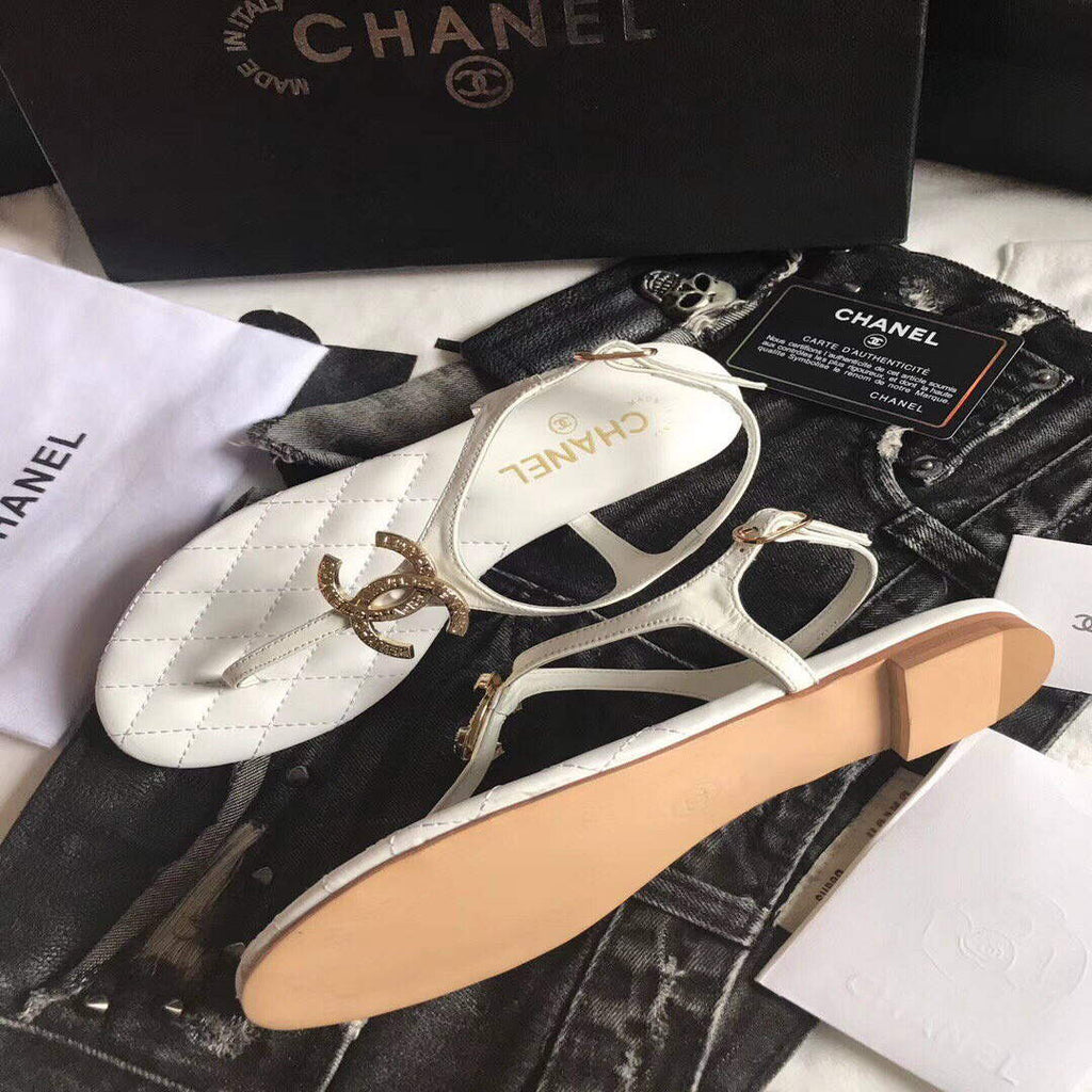 Chanel Women's Sandals Chanel Slippers Lambskin C90182