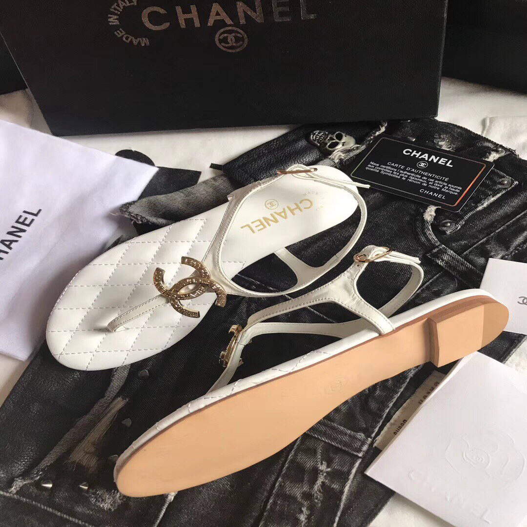 Chanel Women's Sandals Chanel Slippers Lambskin C90182
