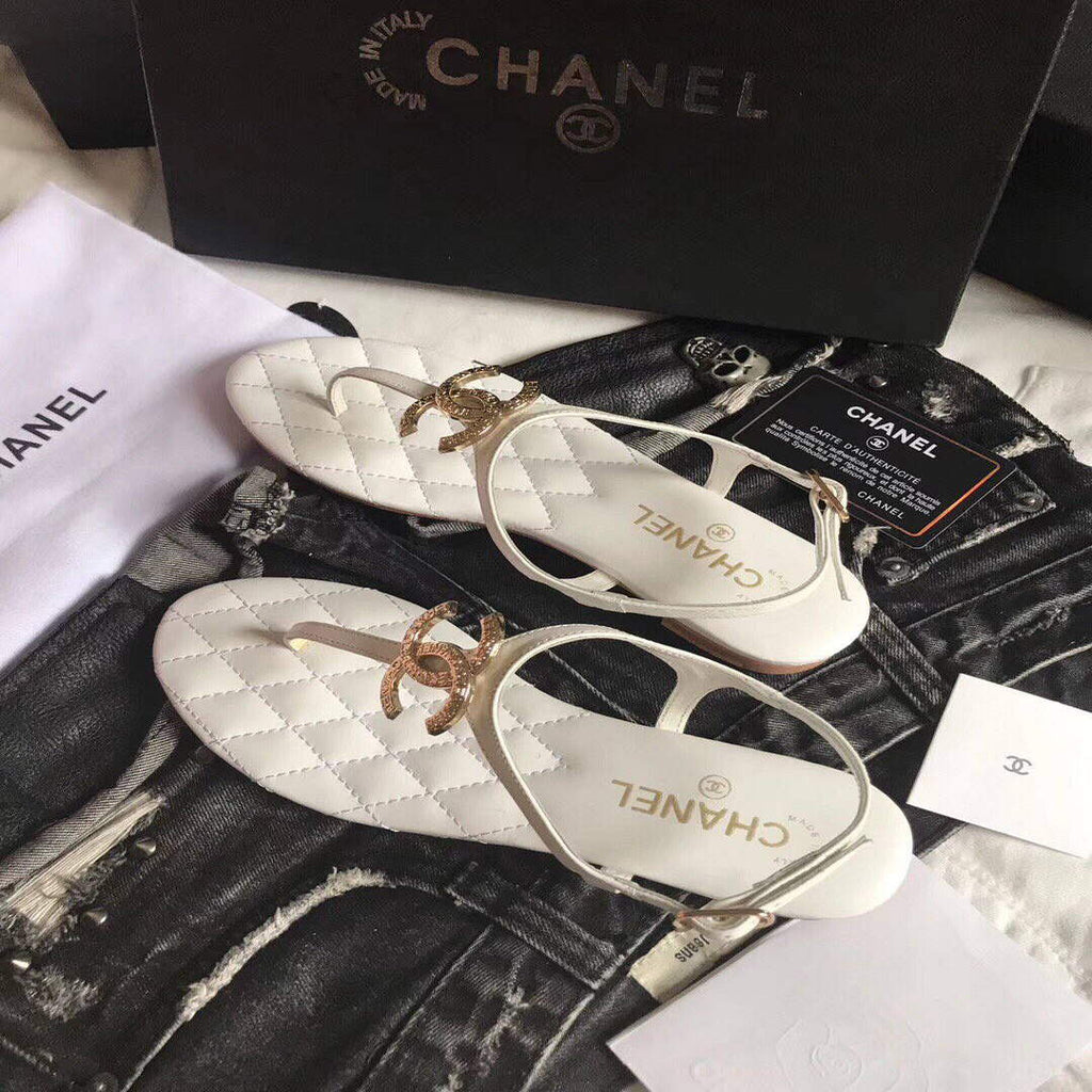 Chanel Women's Sandals Chanel Slippers Lambskin C90182