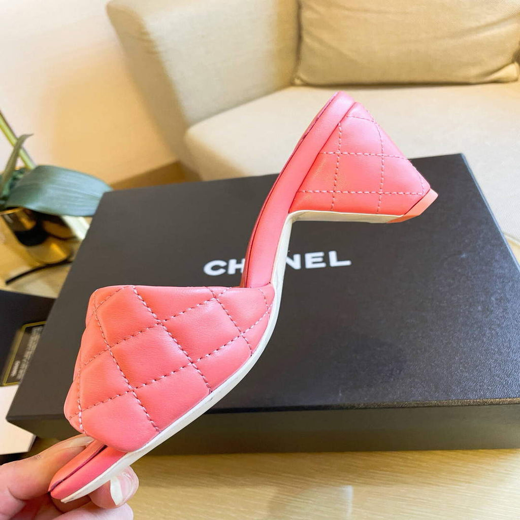 Chanel Women's Sandals Chanel Slippers Lambskin Heel 70mm C90183
