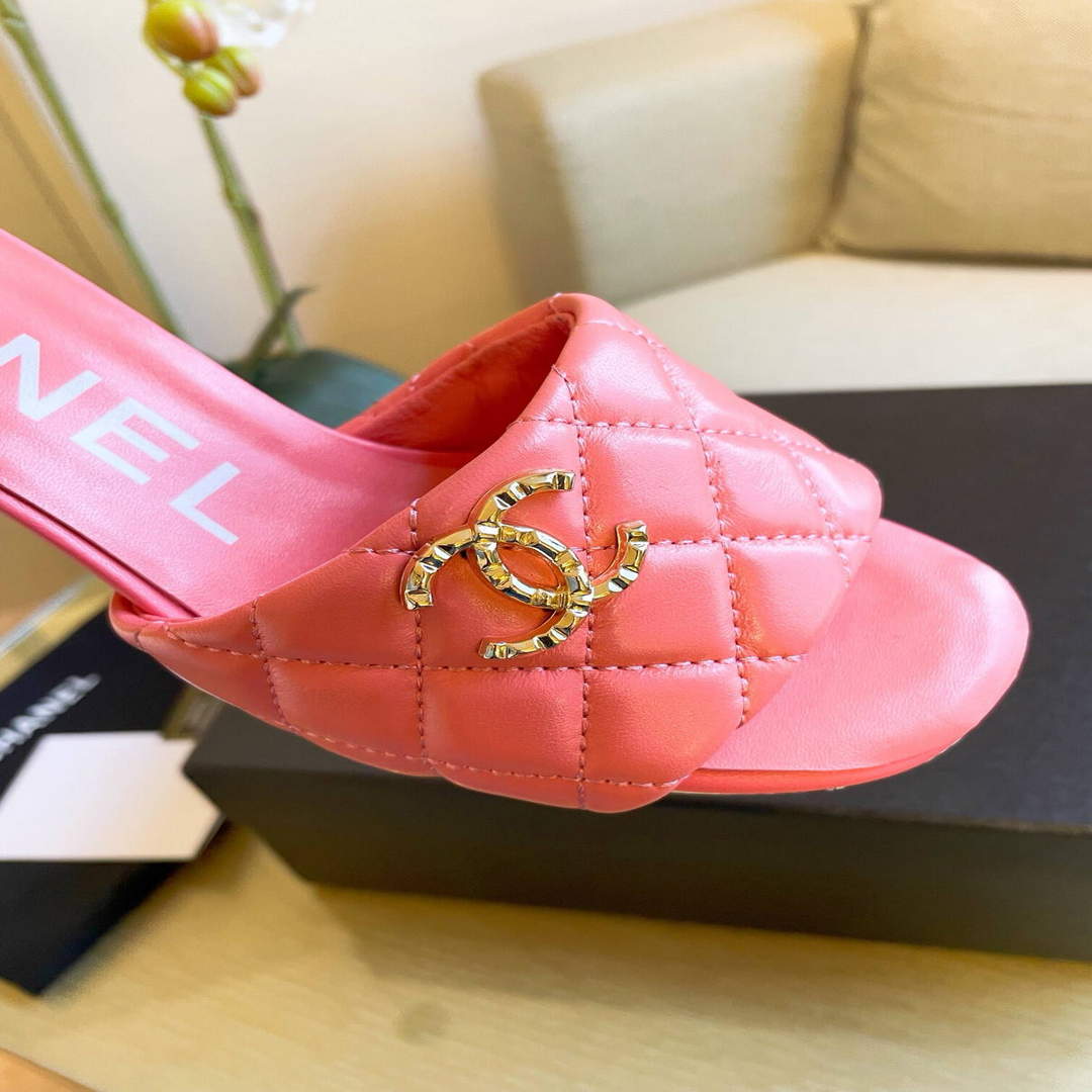 Chanel Women's Sandals Chanel Slippers Lambskin Heel 70mm C90183 - 35 - View 6