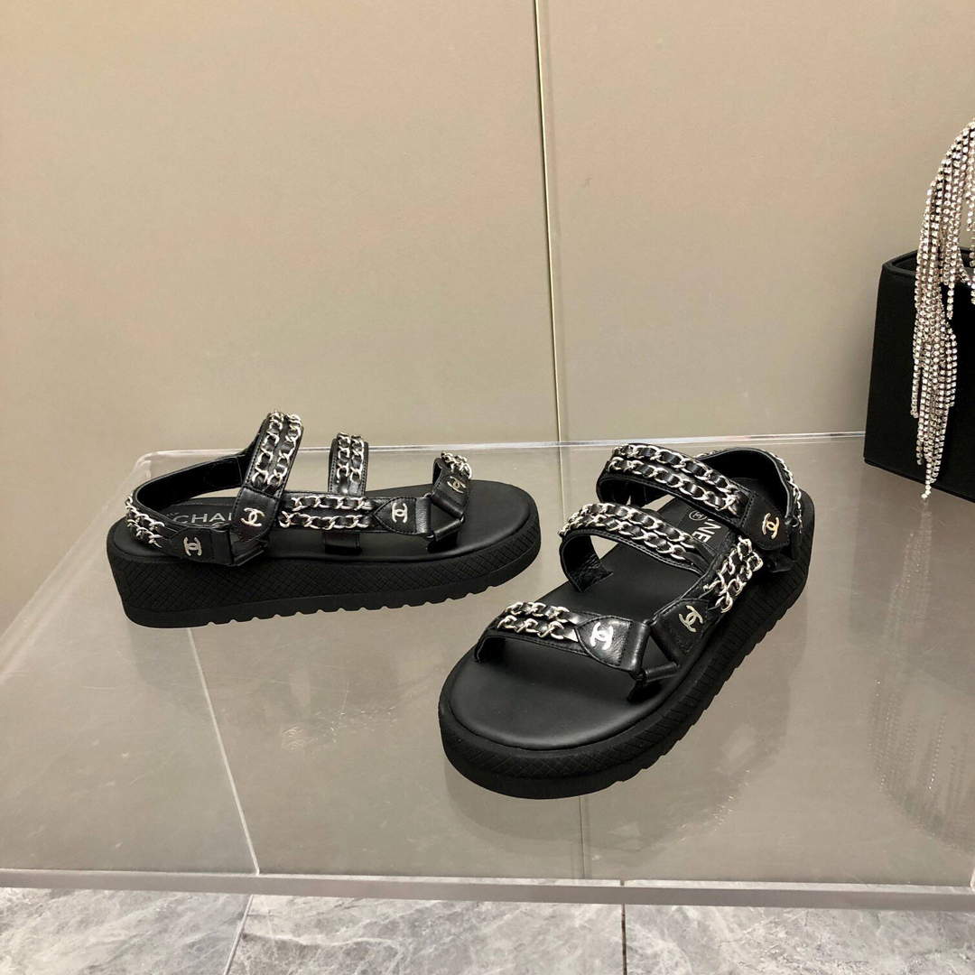 Chanel Women's Sandals Chanel Slippers Lambskin C90190