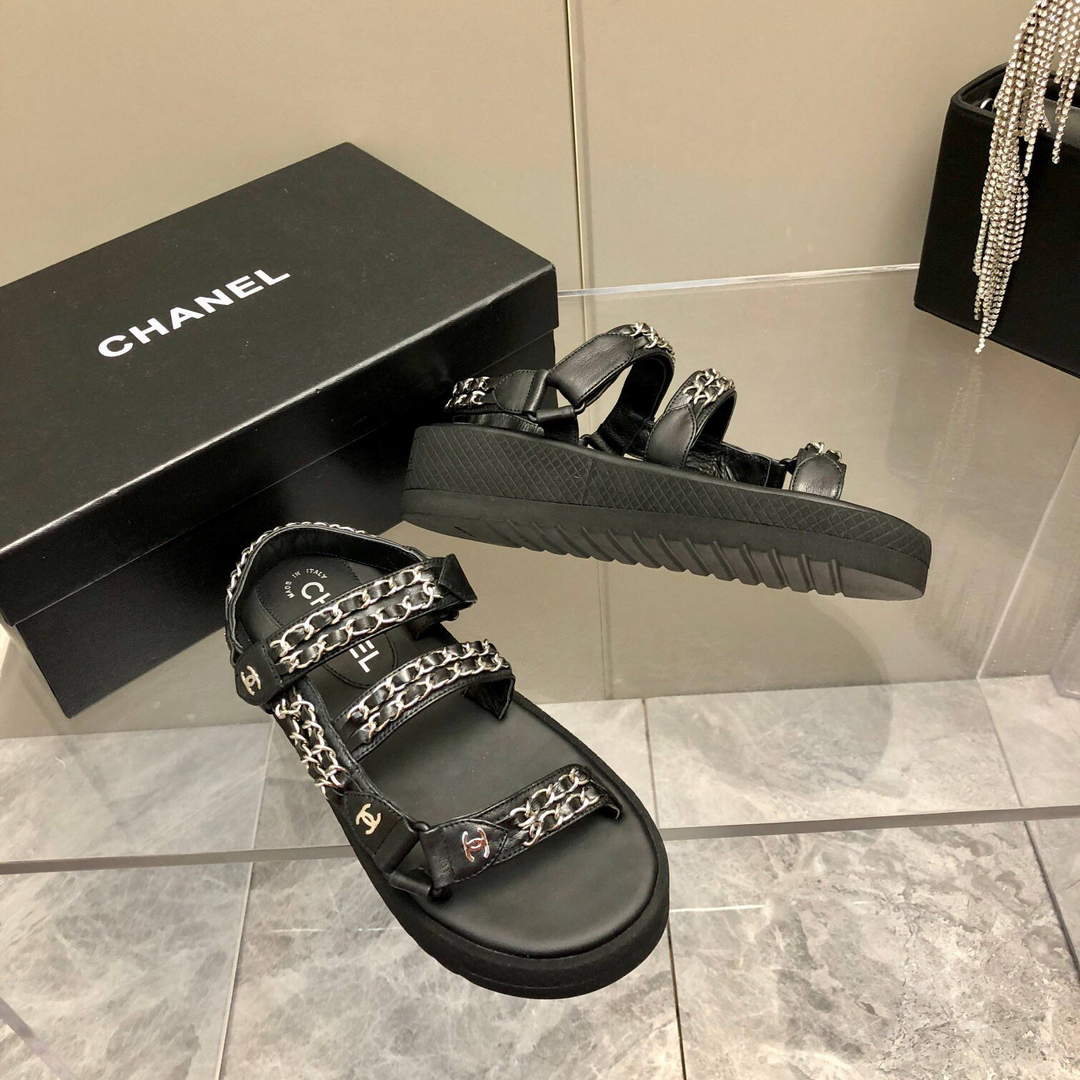 Chanel Women's Sandals Chanel Slippers Lambskin C90190