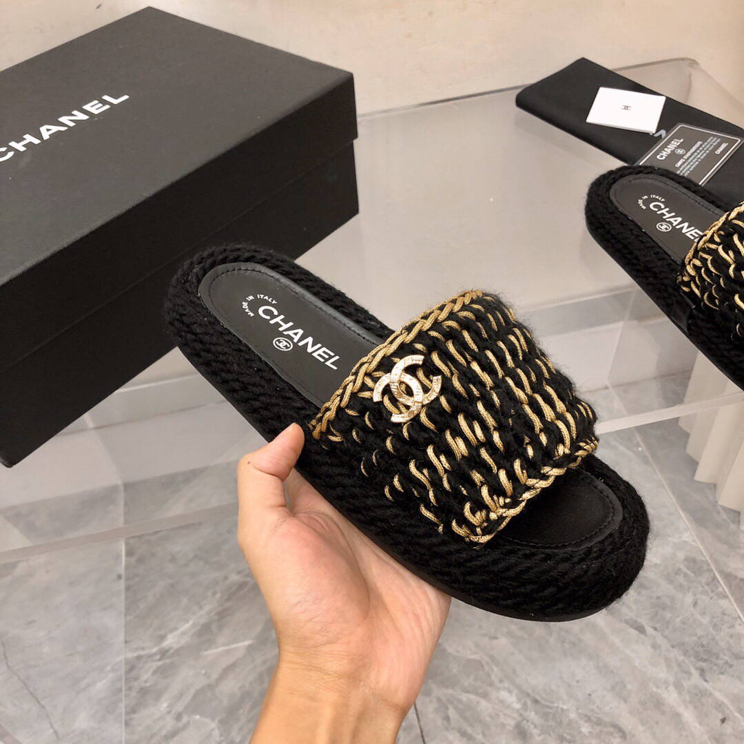 Chanel Women's Sandals Chanel Slippers Lambskin C90192