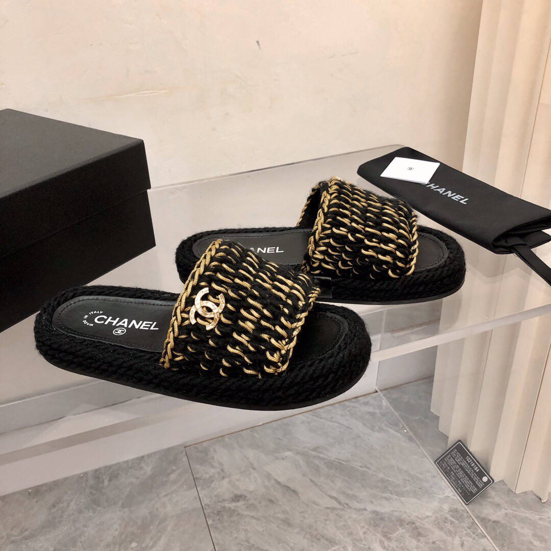 Chanel Women's Sandals Chanel Slippers Lambskin C90192