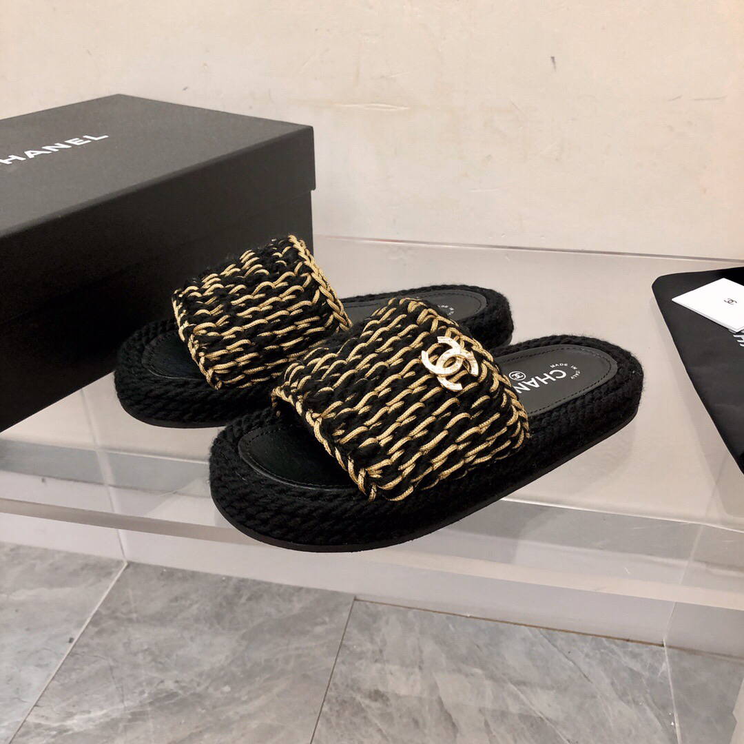 Chanel Women's Sandals Chanel Slippers Lambskin C90192