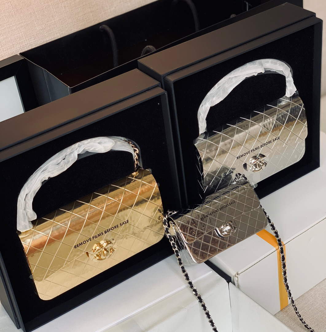 Chanel 99139 Chanel Evening Flap Small bag Lambskin Metal Silver