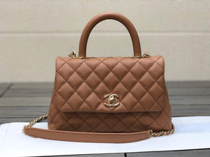 Chanel A92991 Large Flap Bag With Top Handle handBag Brown - Default Title - View 1