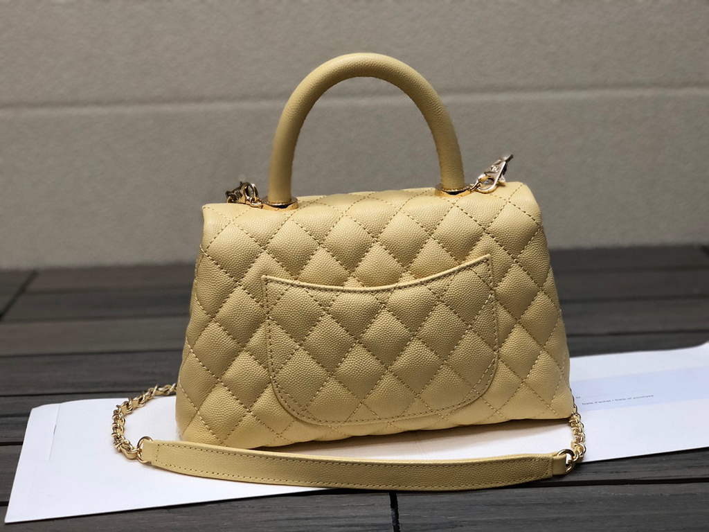 Chanel A92991 Large Flap Bag With Top Handle handBag Yellow