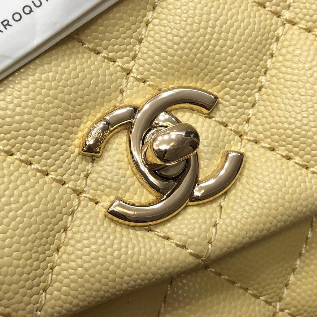 Chanel A92991 Large Flap Bag With Top Handle handBag Yellow