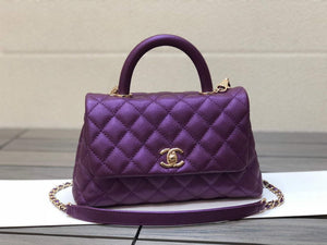 Chanel A92991 Large Flap Bag With Top Handle handBag Purple - Default Title - View 1