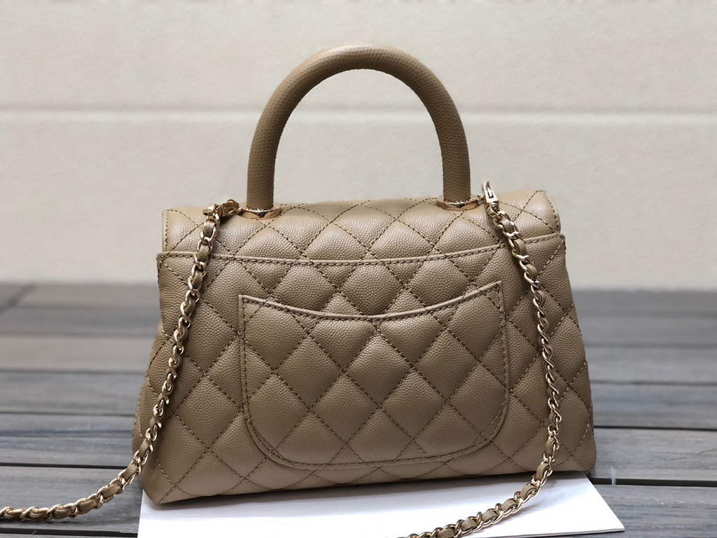 Chanel A92991 Large Flap Bag With Top Handle handBag Apricot