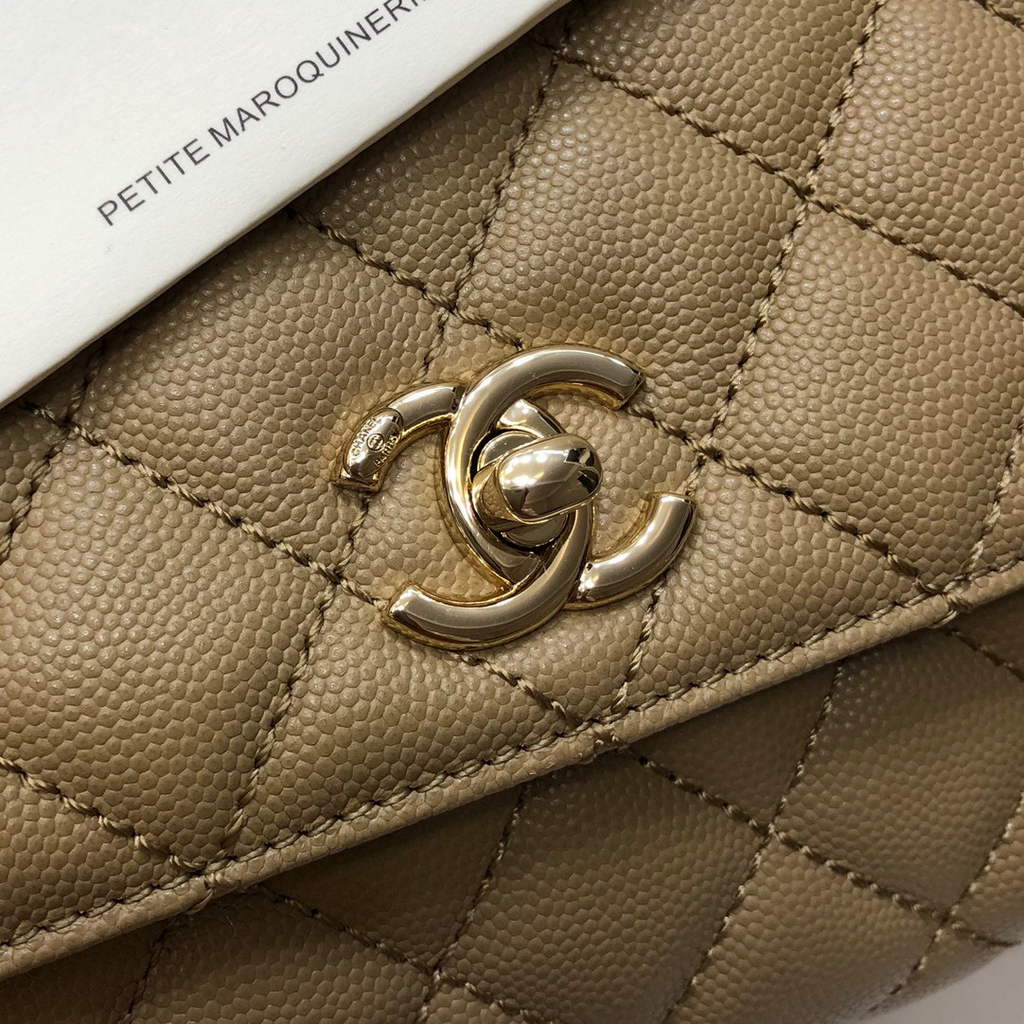 Chanel A92991 Large Flap Bag With Top Handle handBag Apricot