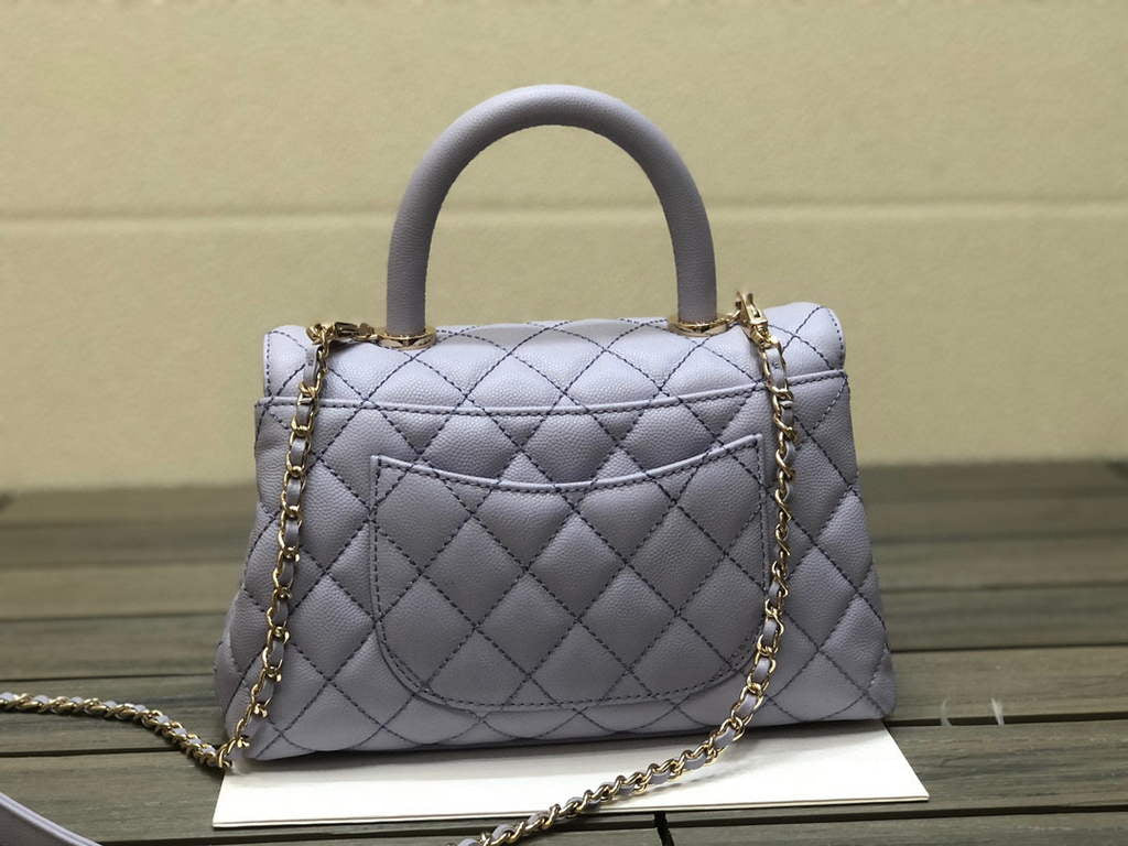 Chanel A92991 Large Flap Bag With Top Handle handBag Light Blue
