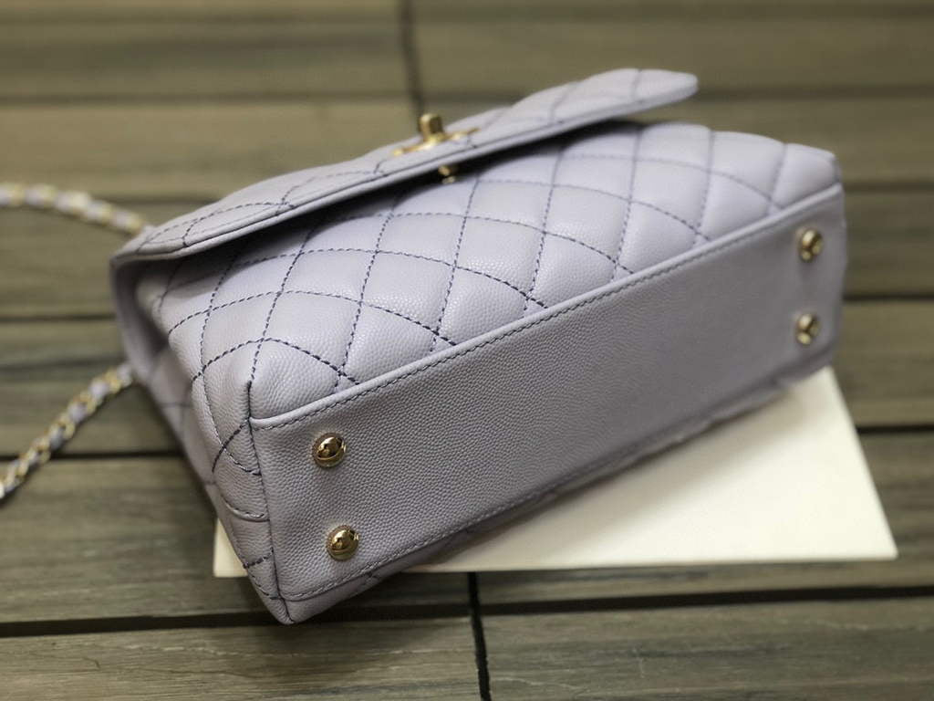 Chanel A92991 Large Flap Bag With Top Handle handBag Light Blue